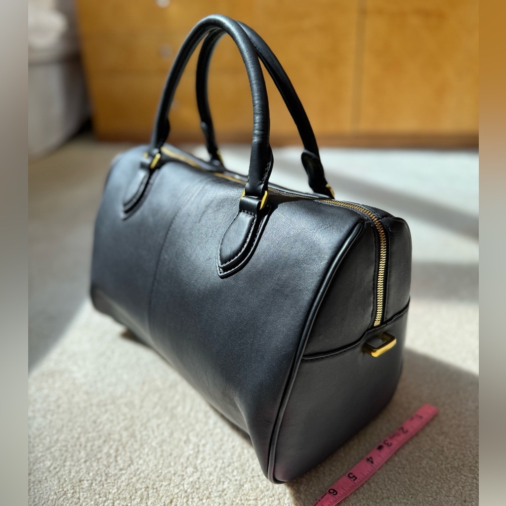 Vintage J. Crew Black Leather Top Handle Satchel Doctor Bag Purse New w/o tags! - Picture 3 of 13